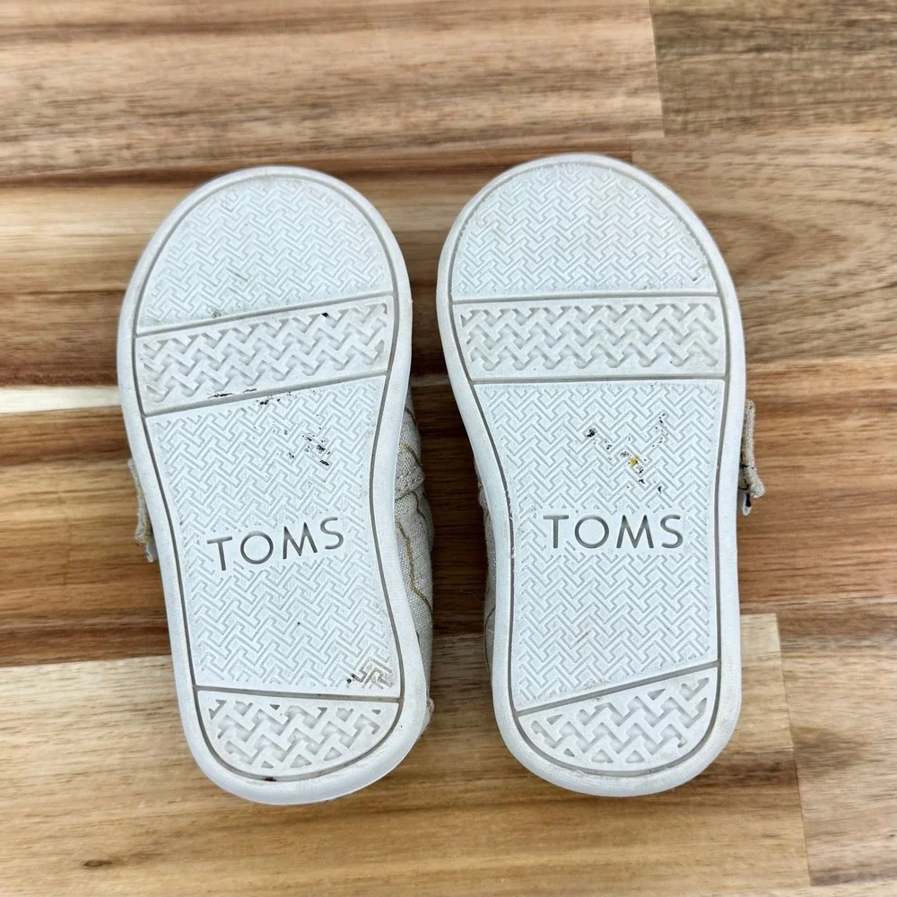 TOMS Alpargata Kids Gold Chevron Slip On Shoes T5 Toddler Casual‎ Comfort